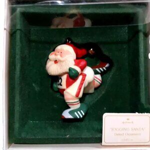 Hallmark Jogging Santa Ornament Track Runner Dated 1982 with Box 3"